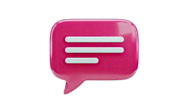 3D Pink Chat Bubble on White Background