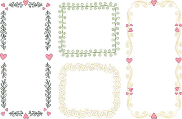 Assorted Set Green Vines, Gold Swirls, Hearts, Floral Ornate, Transparent