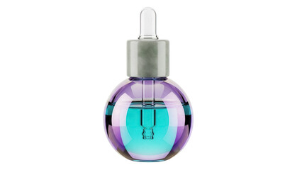 Blue and purple cosmetic serum bottle isolated PNG, skincare product for beauty and health on transparent background