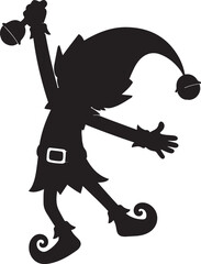 Christmas Elf Silhouette Isolated &ndash; Festive Decorative Vector Illustration