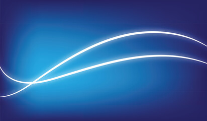 Blue and White Neon Background with Abstract Glowing Light Effects