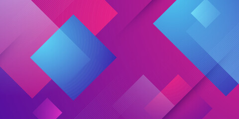 Abstract overlap square pattern background with gradient purple and blue element color shapes design. Cool banner background concept.
