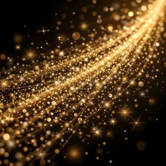 Obraz premium Sparkling Golden Light Particles Creating a Magical Atmosphere Over Black Background