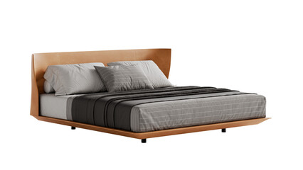 Leather bed on a transparent background. Furniture for collages, graphics designs, and...