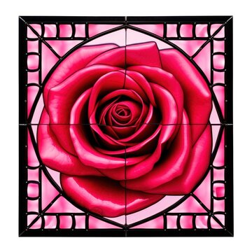 A blank shocking pink rose frame art flower plant.