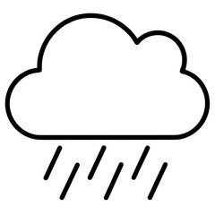 Simple outline icon of a rain cloud with falling rain