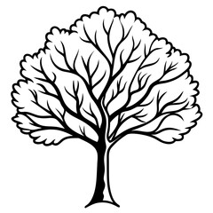 Obraz premium Stylized black and white tree silhouette with detailed branches