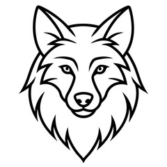 Stylized black and white wolf head logo design