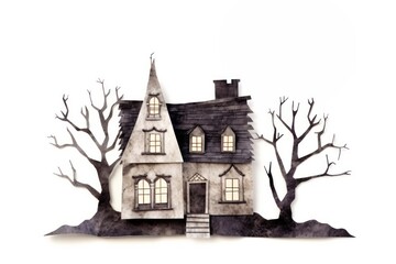 Obraz premium Haunted house architecture building drawing.