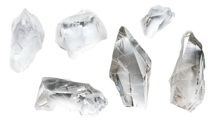 A collection of ice shards displays sharp crystalline geometry. These elements capture the essence of winter and festive seasons such as Christmas and New Year