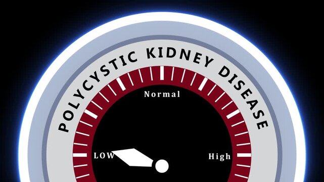 Polycystic Kidney Disease Meter Showing High Level on Black Background medical health