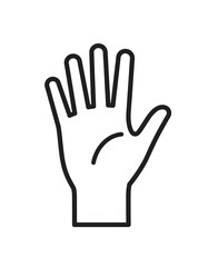 Obraz premium Outline of an Open Hand with Fingers Spread, Simple Black and White Icon.