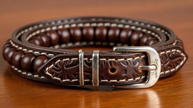 Celebrate Ramadan with this unique handcrafted western-style beaded leather belt, a sophisticated fashion statement for special occasions and gatherings
