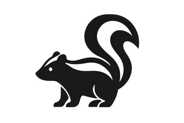 Fototapeta premium Skunk vector graphic showcasing a side profile of the animal with its striped fur pattern. Transparent background