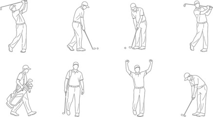 Golf swing sequence illustration depicting different stages of the motion