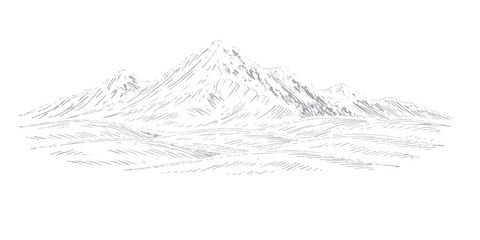 Christmas tree vector illustration on a snowy blue mountain peak landscape