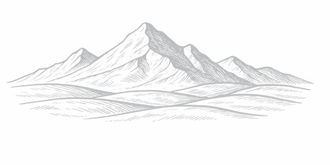 Vector illustration of a snowy mountain landscape featuring a white peak, high glacier, and cold winter sky