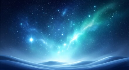 Cosmic nebula in a starry night sky with glowing light