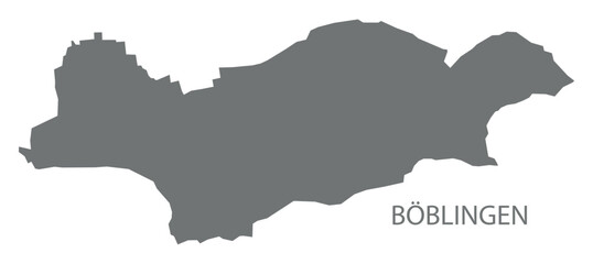Boeblingen city map with boroughs grey illustration silhouette shape