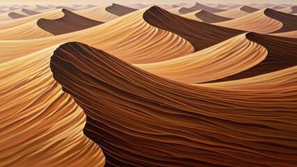 Abstract desert landscape with flowing sand dunes and warm light.