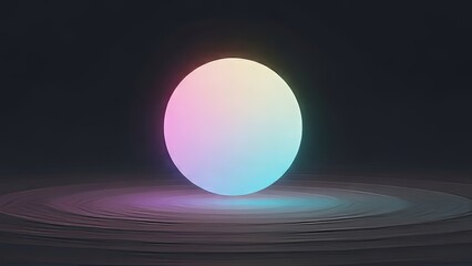 Abstract Glowing Sphere on Dark Background with Vibrant Neon Light.