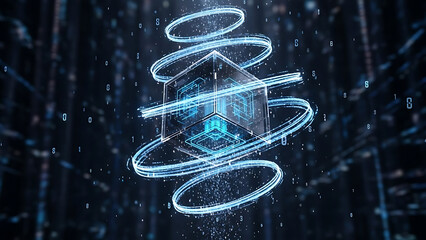 Abstract digital core processing data with futuristic ai concept