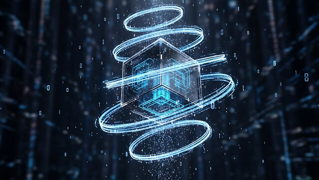 Abstract digital core processing data with futuristic ai concept