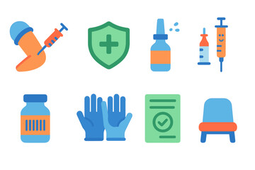 Medical and healthcare flat icons set
