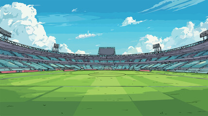 Vibrant Stadium with Lush Green Field Background for Sports Events Marketing