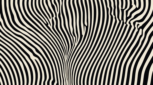 Abstract optical illusion with black and white wavy stripes for modern design