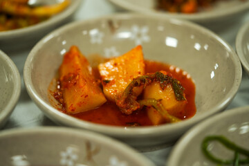 Korean traditional food Radish Kimchi - Kkakdugi