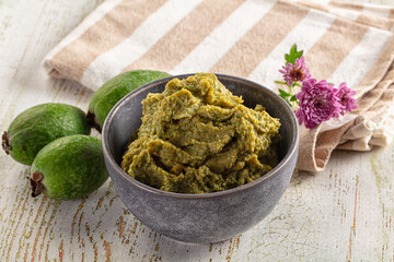 Sweet green feijoa fruit puree