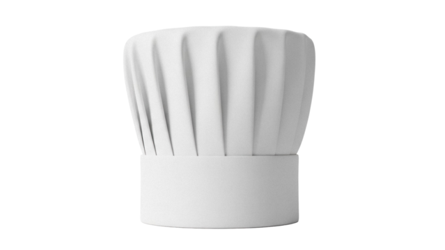 Chef s hat PNG isolated on transparent background, professional cook uniform for restaurant and culinary arts
