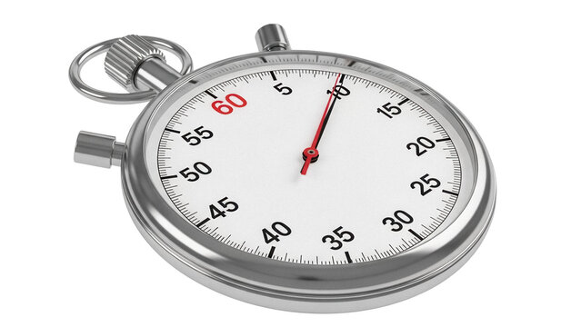 Classic metal stopwatch isolated PNG on transparent background, time measurement tool for sports and productivity tracking