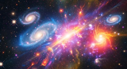 Fototapeta premium Spectacular cosmic background with radiant galaxies and nebulas that evokes a sense of wonder and infinite possibilities, perfect for inspiring creativity