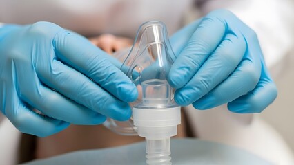 Doctor administering oxygen mask to patient during medical procedure