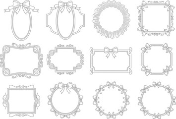 Obraz premium Ornamental Set with Bows, Line Art Collection on a Transparent Background