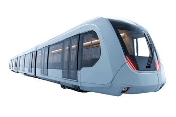Modern driverless urban metro train isolated, sleek design, efficient transport solution