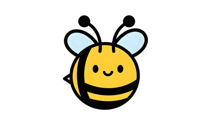 Cute cartoon bee illustration with simple design on a black background
