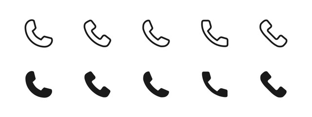 Fototapeta premium Phone icon. Handset icon for calls and communication sign. Useful for contact pages, mobile apps and hotline support symbol. Simple UI pictogram.