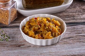 Green chopped pickled relish dip