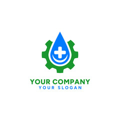 Creative emblem merging fluidity, mechanics, and medical elements for innovative healthcare.