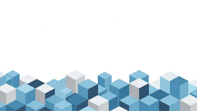 Abstract Geometric Background with Blue Gray Isometric Cubes and White Copy Space