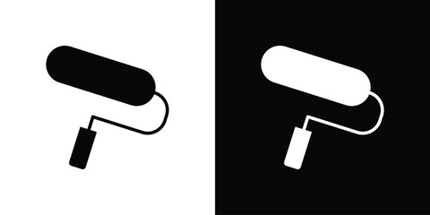 Paint roller icons pictogram. Vector isolated shape in modern doodle style.