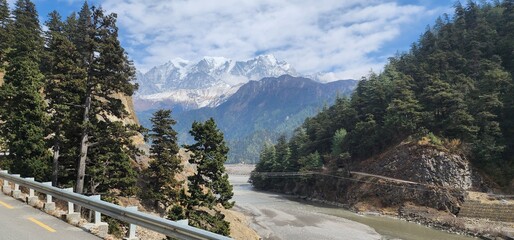 Picturesque mountain views of snow-capped peaks and stunning valleys on a trip to Mustang, Nepal
