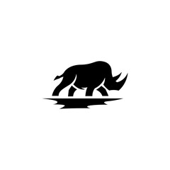 Simple rhino emblem with clean lines, symbolizing power and wildlife conservation.