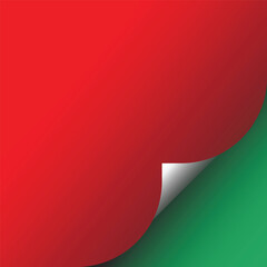 Vibrant red paper curl revealing a bright green background with subtle texture