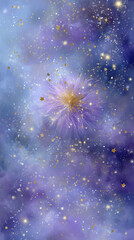 Fototapeta premium Abstrakte kosmische Blumenexplosionen mit funkelnden Partikeln und mystischer Atmosphäre
