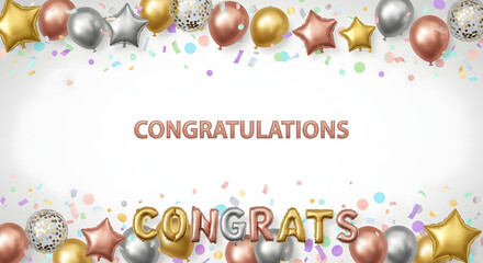 Golden Balloon Letters Spelling CONGRATS on Celebration.