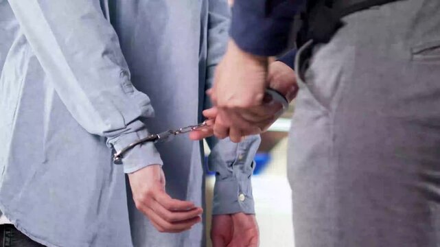 Police Officer Detaining Young Asian Man After Car Crash